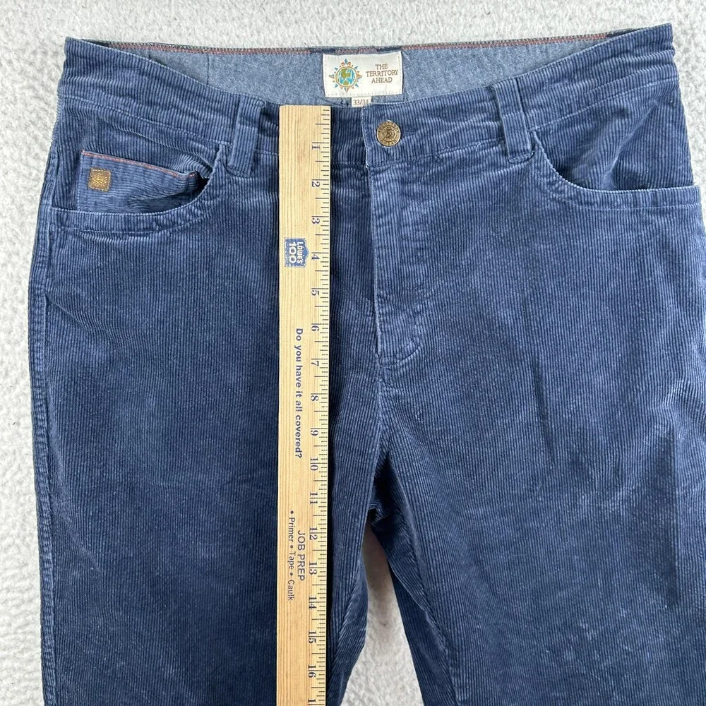The Territory Ahead Pants Mens 33x31 Blue Corduroy Stretch Chino 5-Pocket Casual